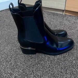 Zara Black Ankle Boots with Blue Highlights